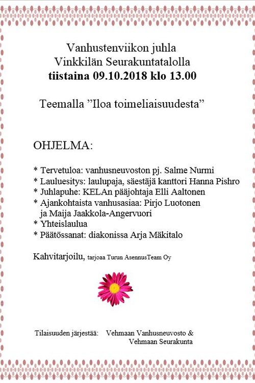 Vanhusten viikon juhla Vanhusten viikon juhla