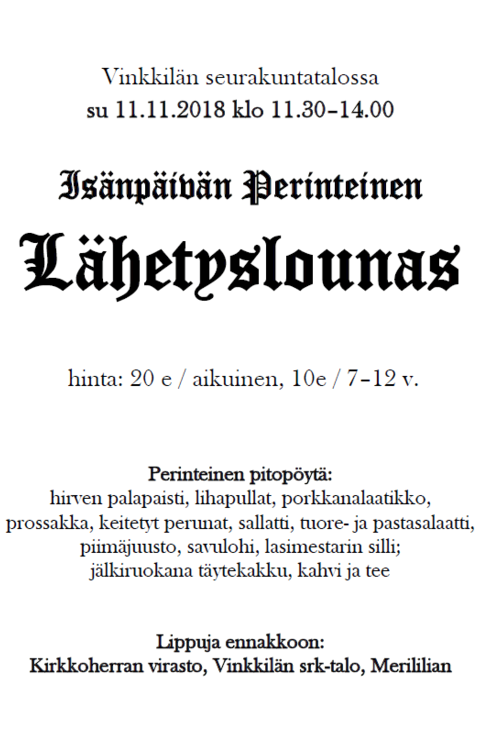 Isänpäivän lähetyslounas Isänpäivän lähetyslounas