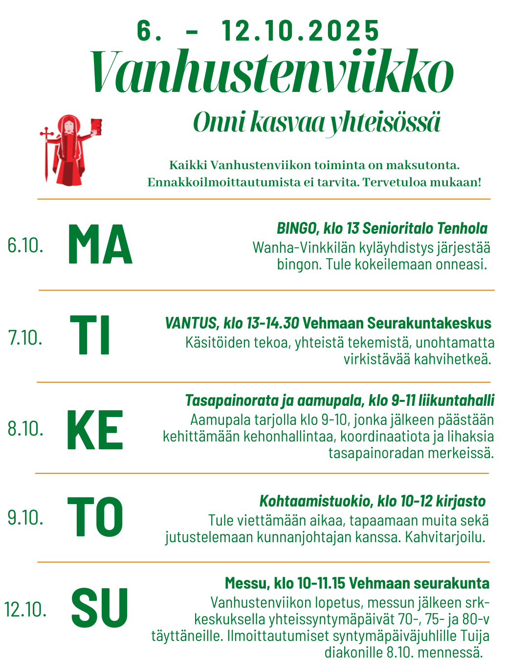 Kolmessa eri kuvassa ryhmä ikääntyneitä viettämässä yhteistä aikaa hymyssä suin.